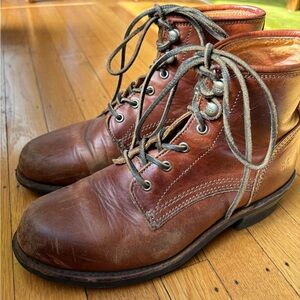 Frye Brown Lace Up Boots, Well-Loved
